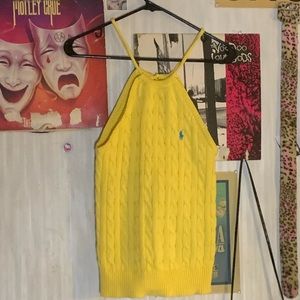 Ralph Lauren Yellow Racer-back Cable Knit Halter Top